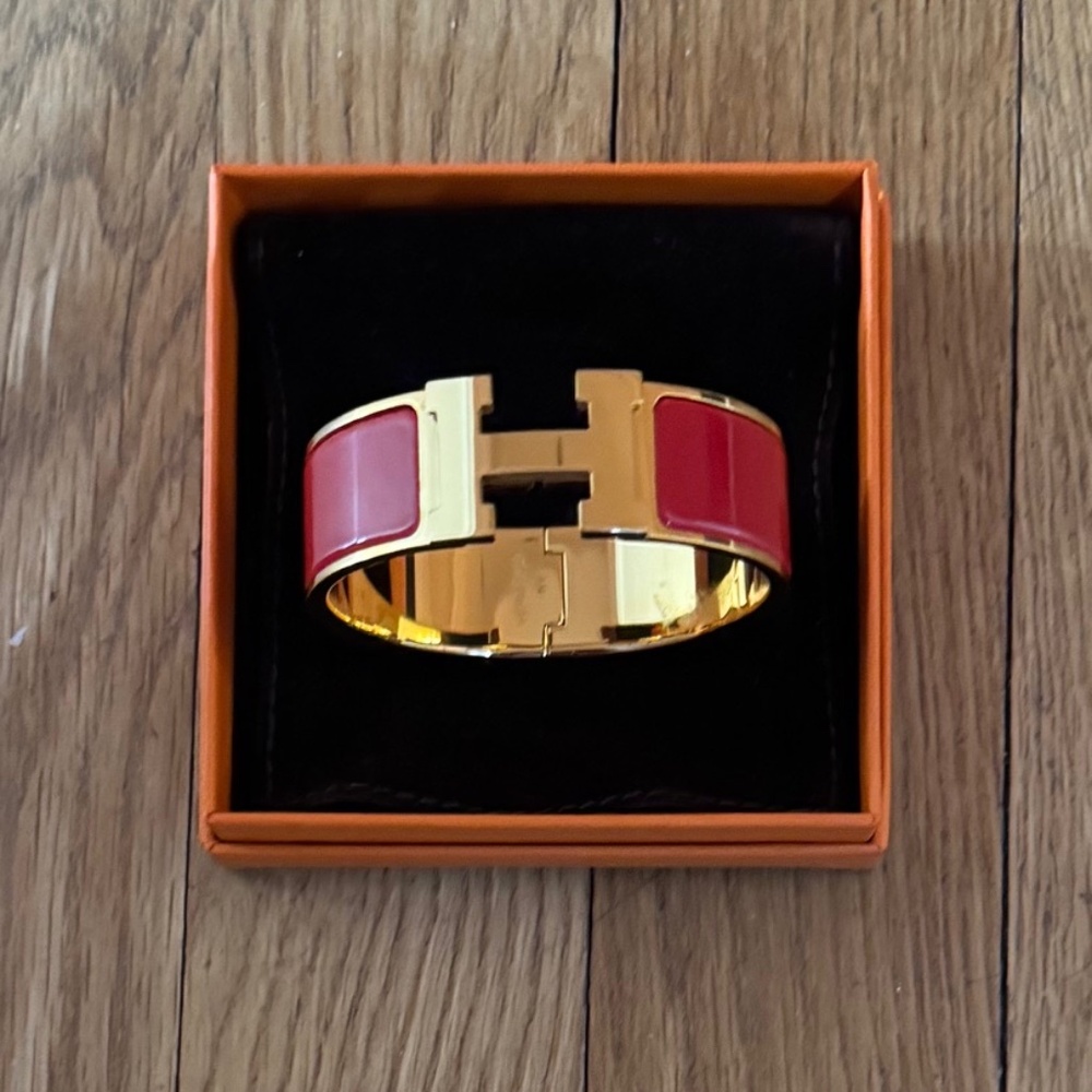 HERMES - CLIC CLAC H BRACELET - Rouge Amarante - Picture 11 of 12